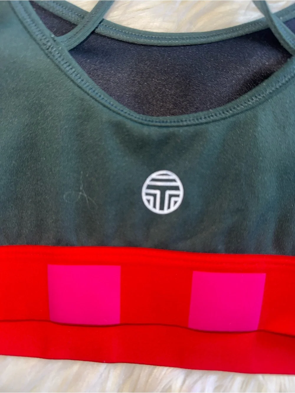Tory Burch  Sports Bralette with Red and Pink Accent Band